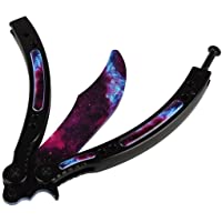 Cuchillo mariposa de entrenamiento (desafilado)- con diseño de acero inoxidable curvado- estilo galaxia de CSGO